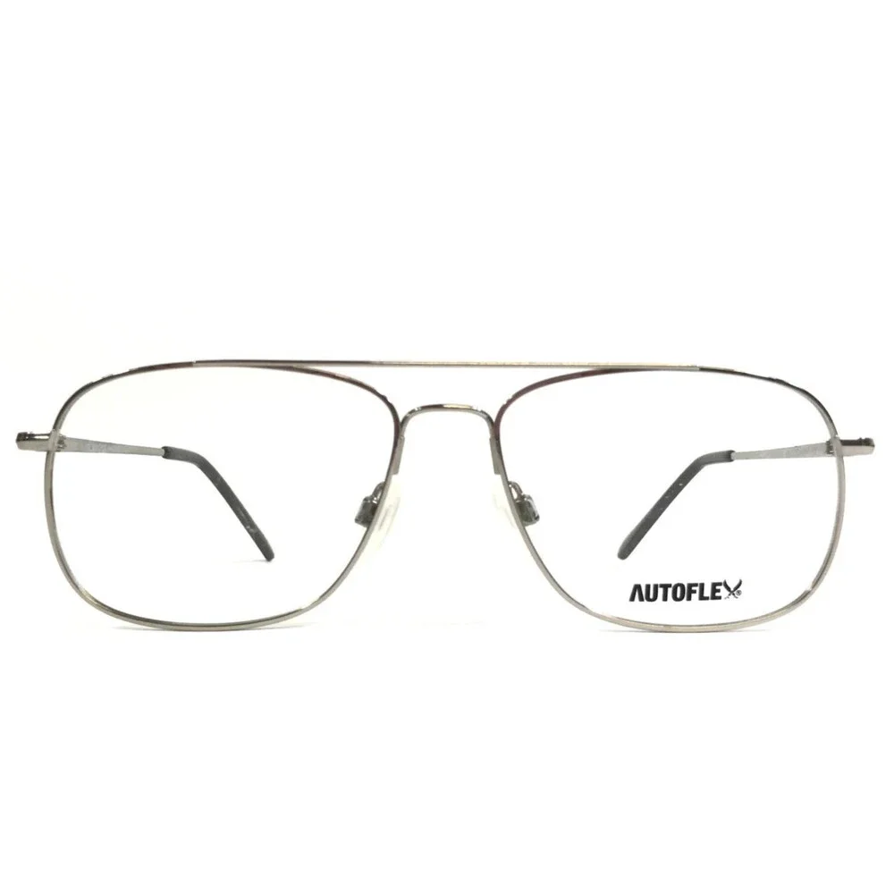 Autoflex Flexon Eyeglasses Frames 44 NATURAL Silver Aviator Wire Rim 55-16-140
